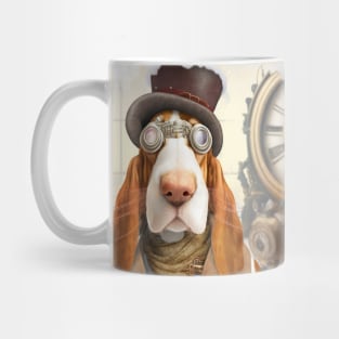 Cute Basset Hound Steampunk Style with Goggles Mug